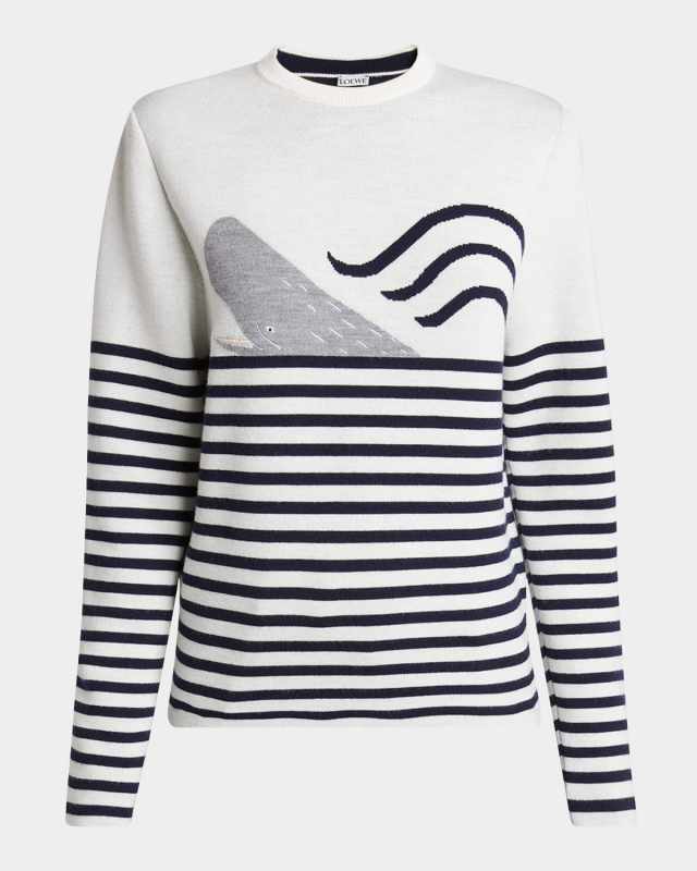 Whale Intarsia Stripe Wool Sweat